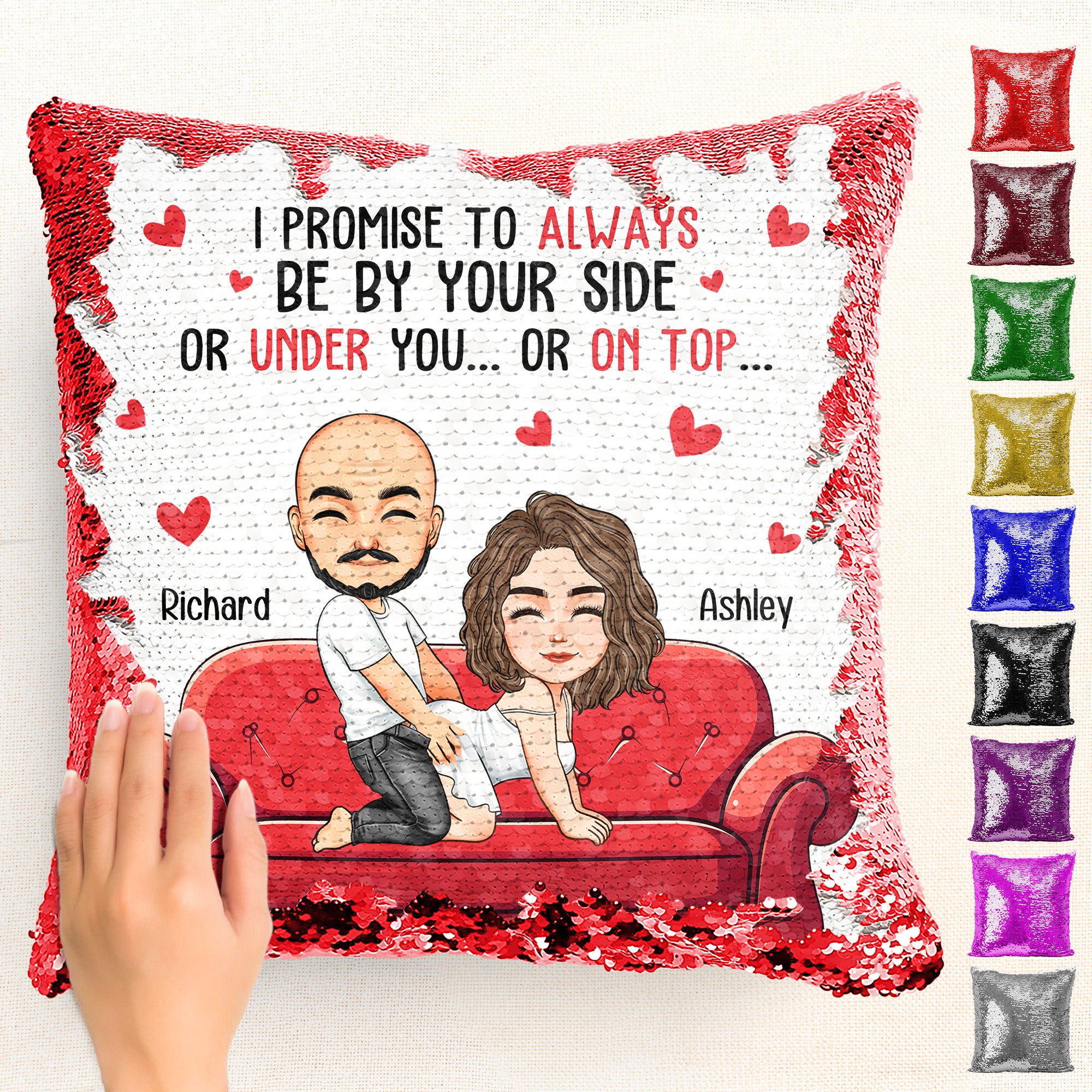 I Promise To Always Be By Your Side - Custom Sequin Pillow