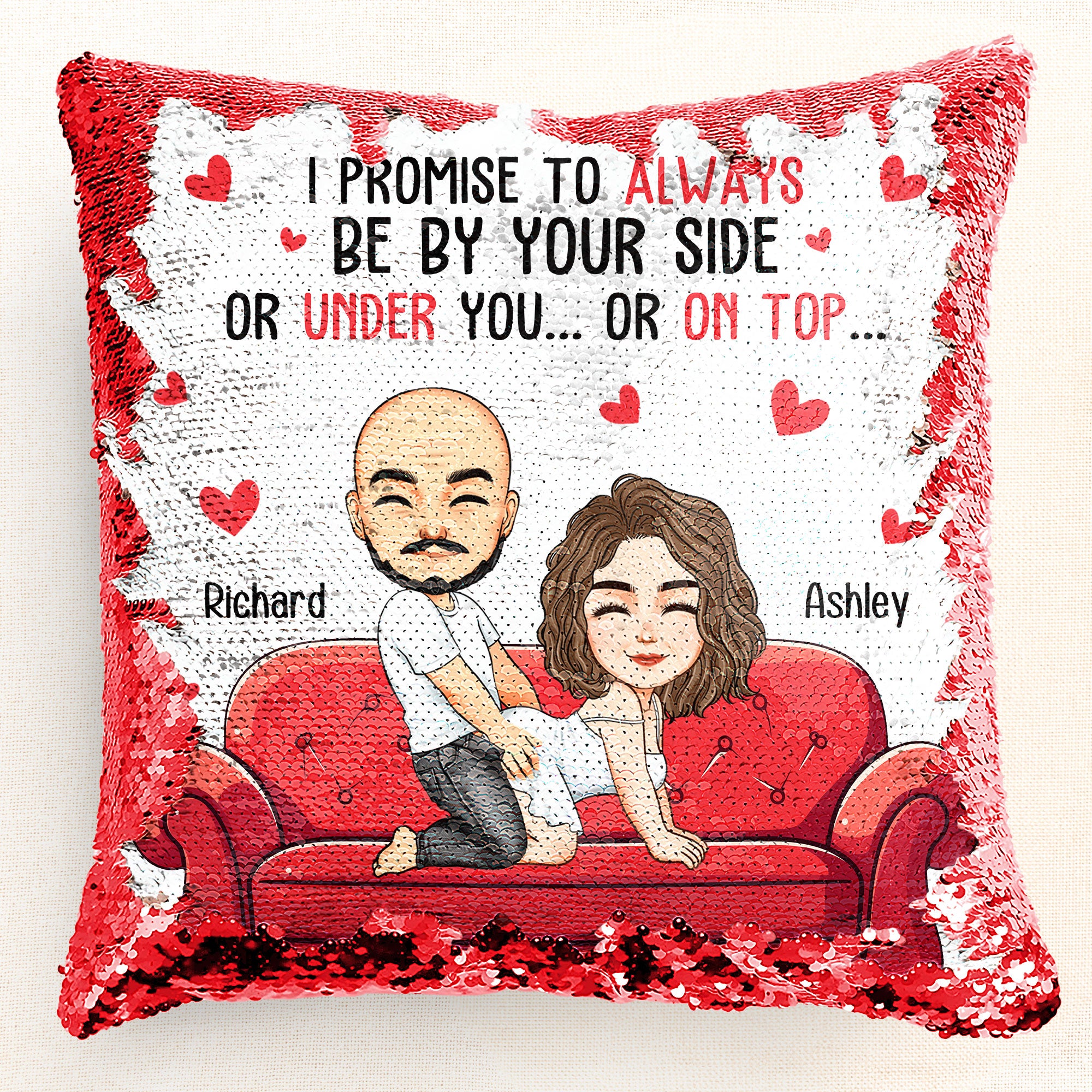 I Promise To Always Be By Your Side - Custom Sequin Pillow
