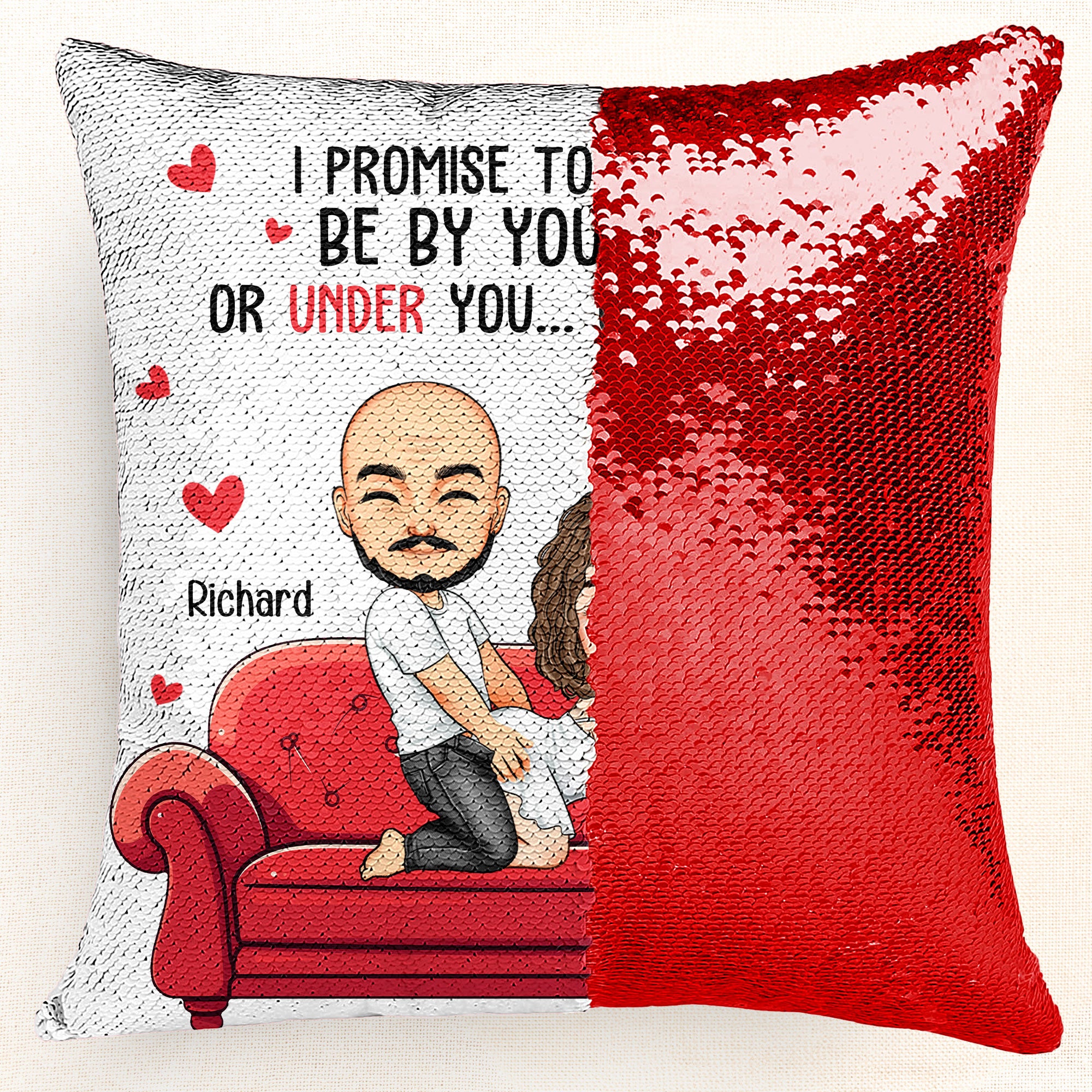 I Promise To Always Be By Your Side - Custom Sequin Pillow