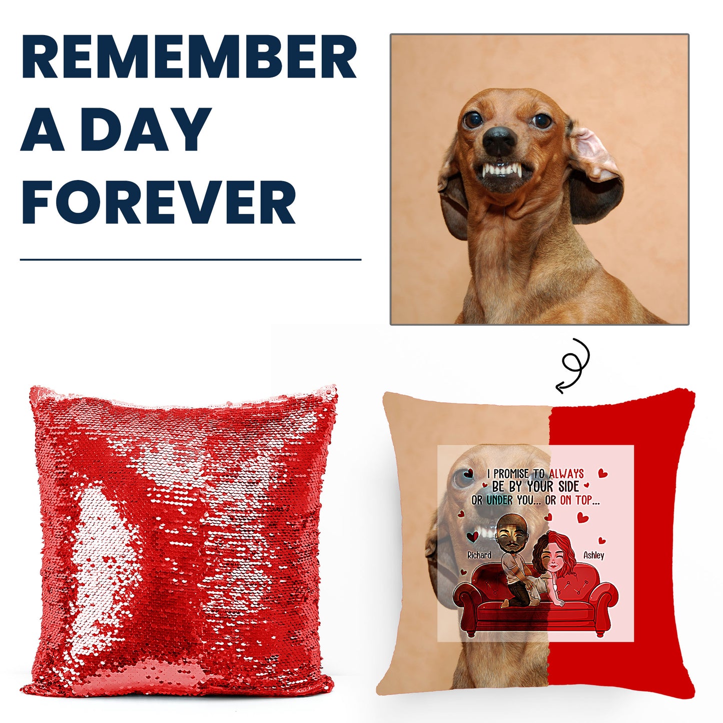 I Promise To Always Be By Your Side - Personalized Sequin Pillow