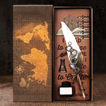 I Read To Escape Time And I Write To Create It - Feather Pen Set With Custom Card
