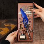 I Read To Escape Time And I Write To Create It - Feather Pen Set With Custom Card