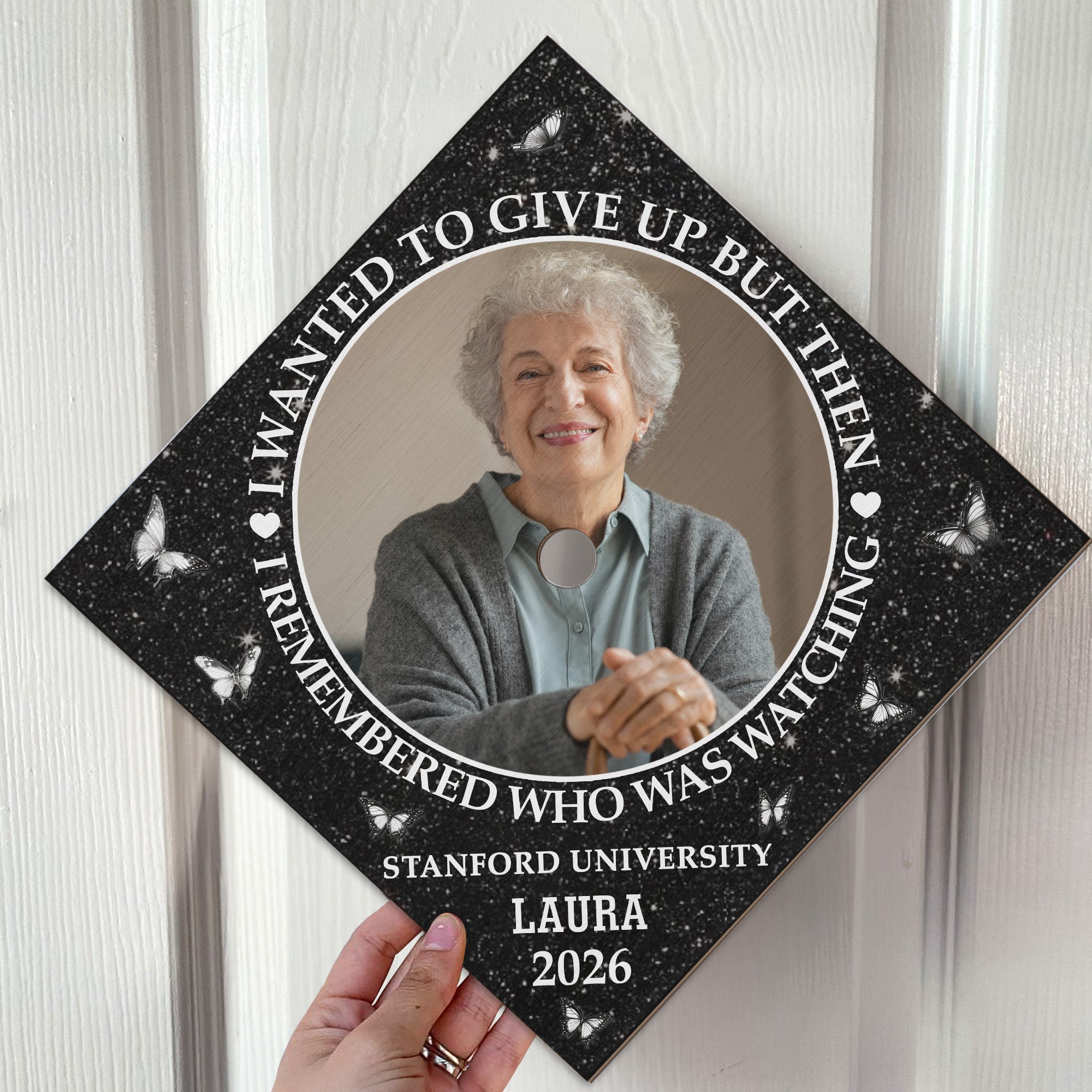 I Remembered Who Was Watching - Personalized Photo Graduation Cap Topper