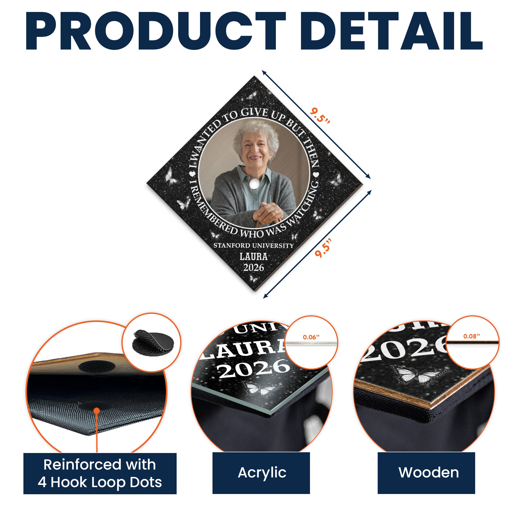 I Remembered Who Was Watching - Personalized Photo Graduation Cap Topper
