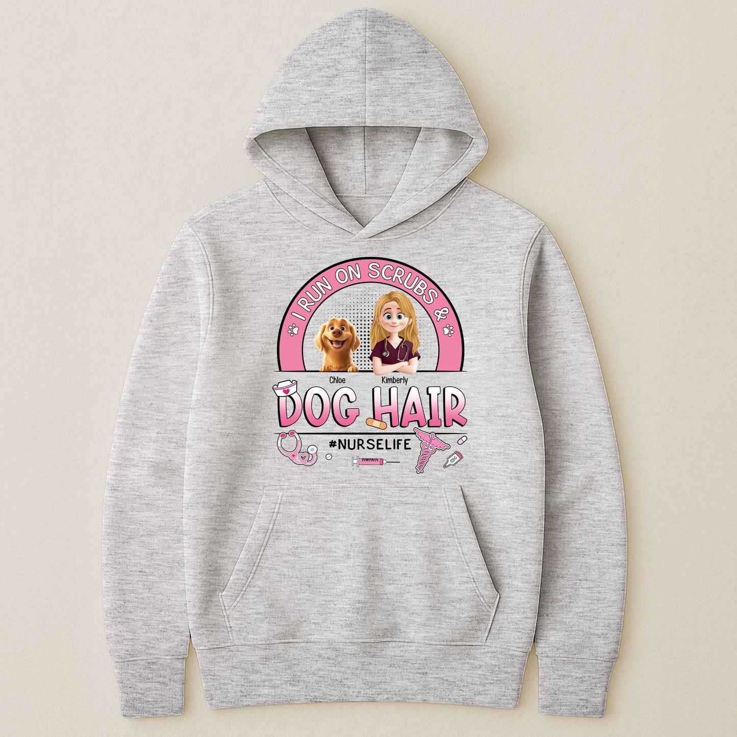 I Run On Scrubs And Dog Hair Nurse Gift - Personalized Shirt