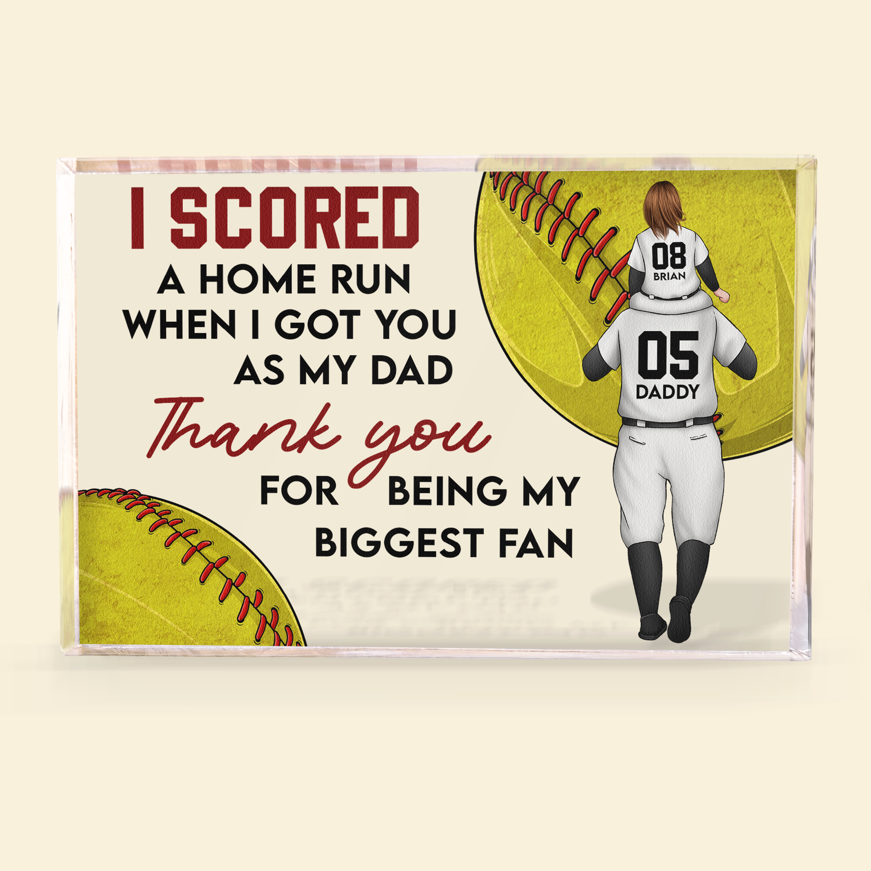 I Scored A Home Run Softball Dad - Personalized Rectangle Acrylic Plaque