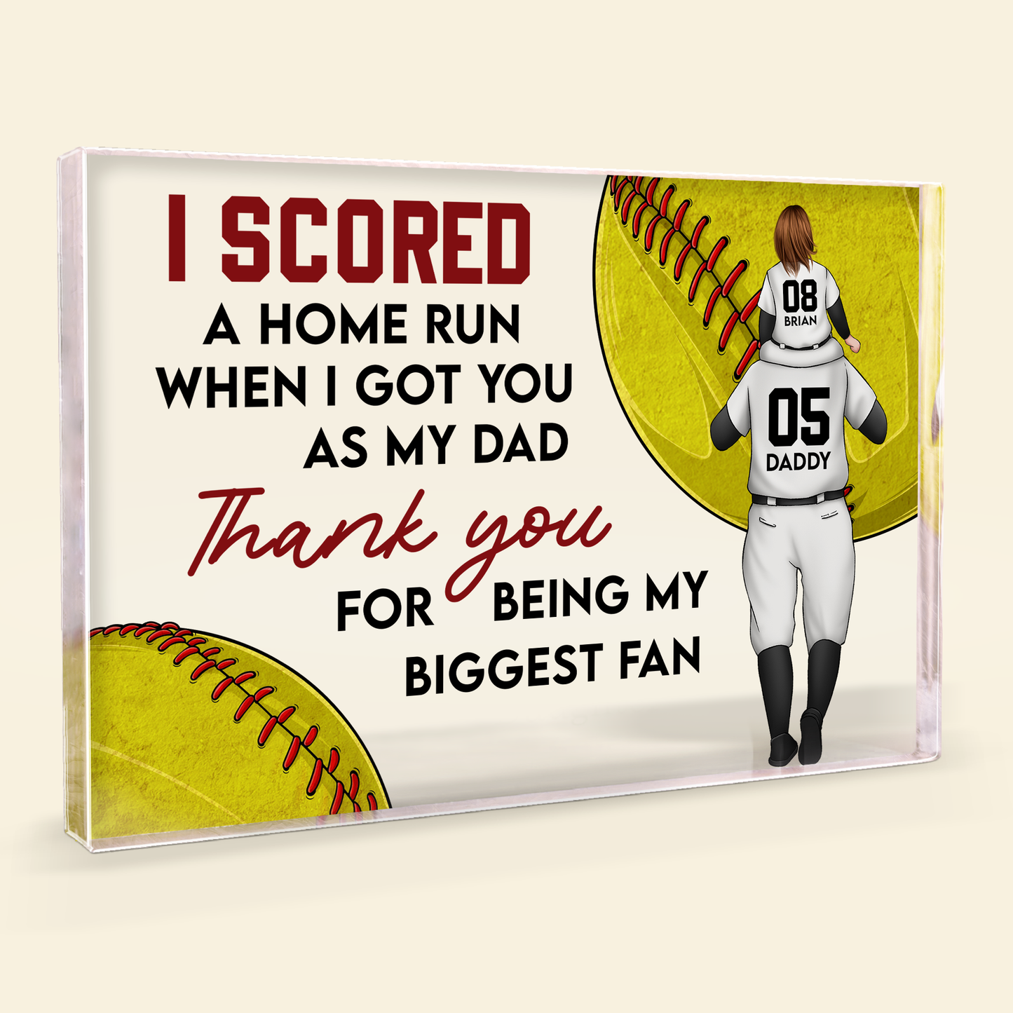 I Scored A Home Run Softball Dad - Personalized Rectangle Acrylic Plaque