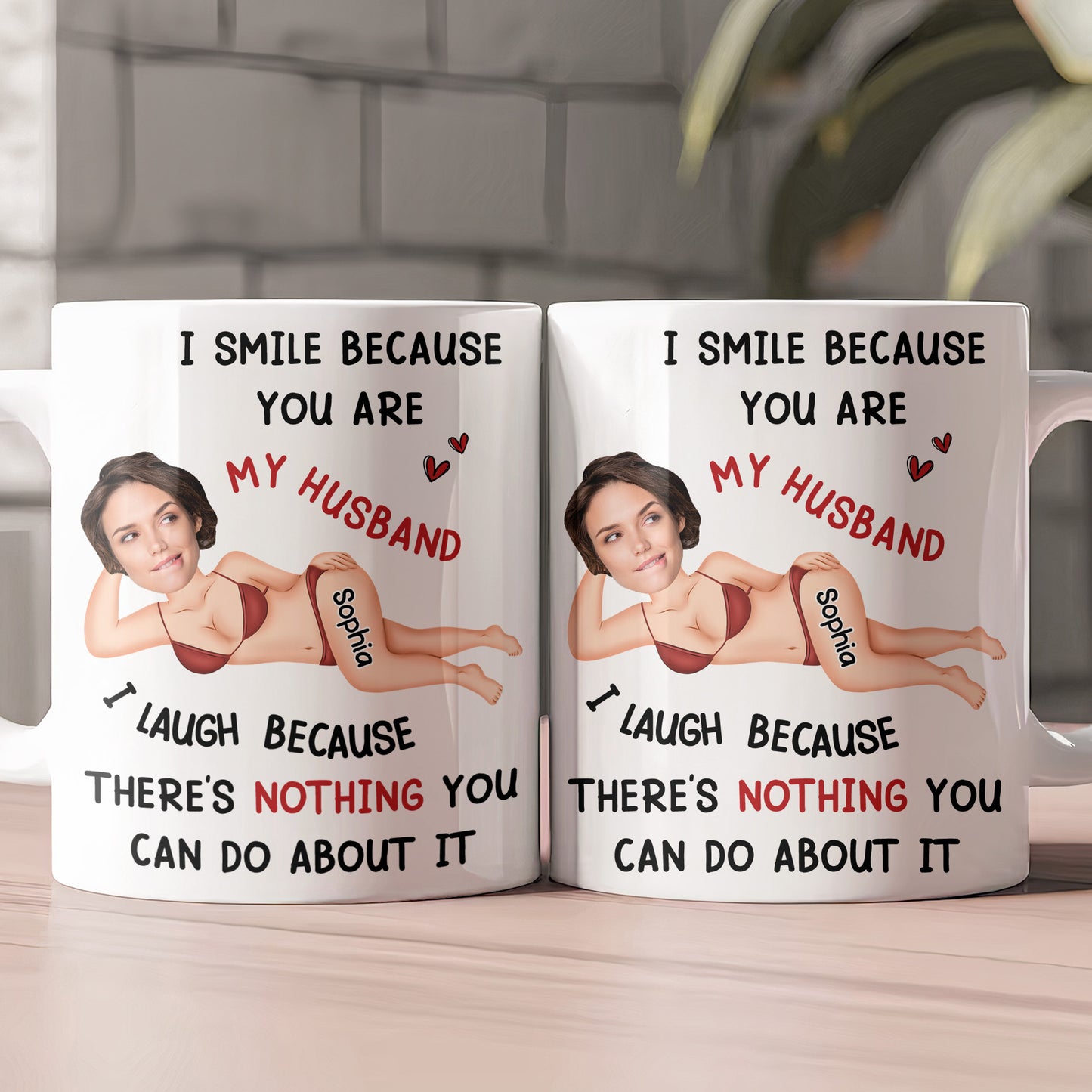 I Smile Because You Are My Husband - Personalized Photo Mug