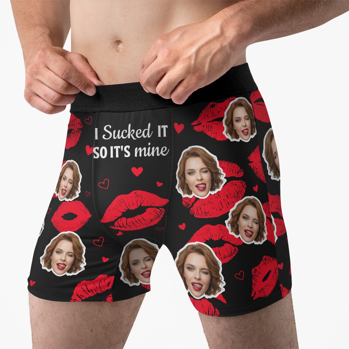 I Sucked It I Licked It So It's Mine Naughty Gift For Him - Personalized Photo Men's Boxer Briefs