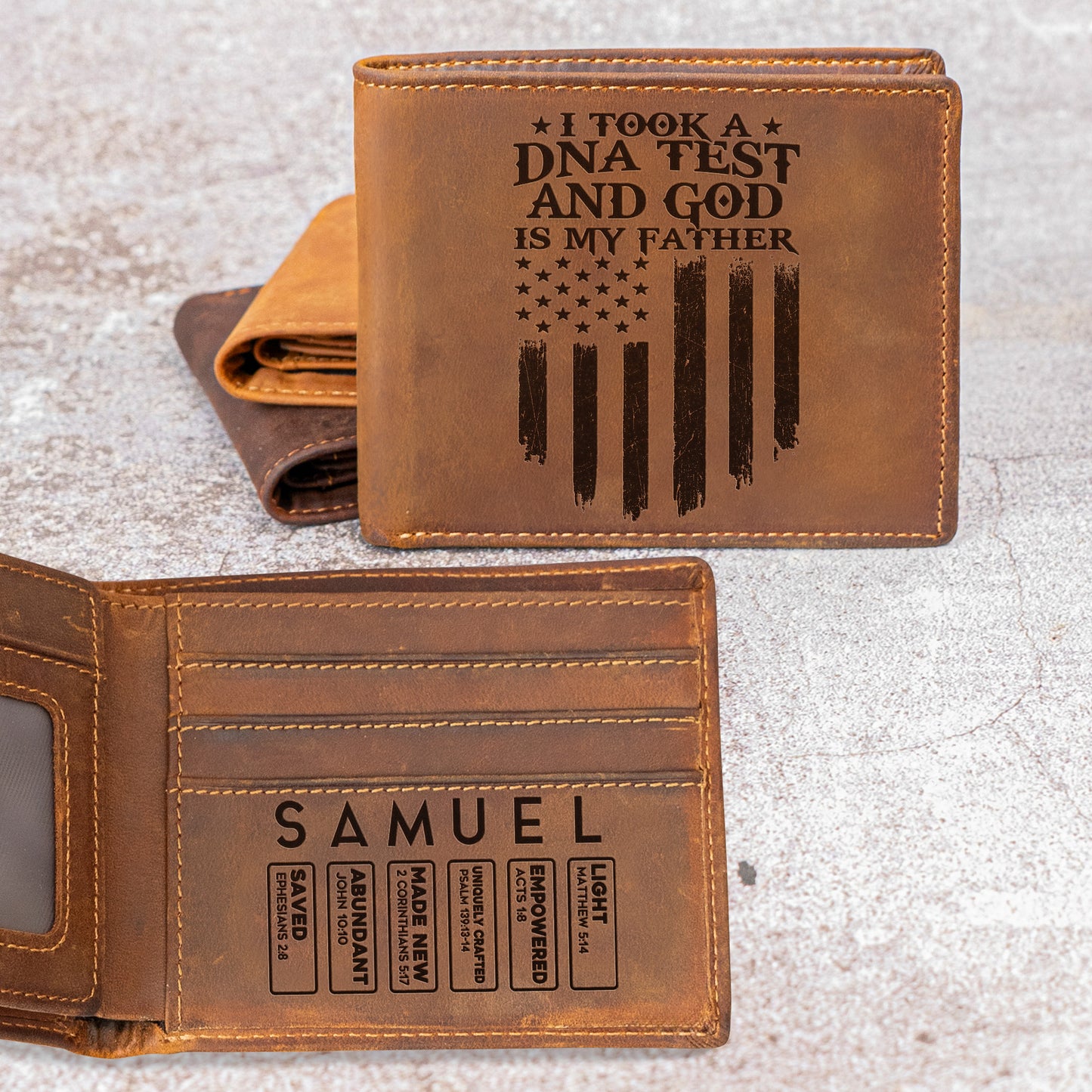I Took A DNA Test And God Is My Father - Personalized Leather Wallet