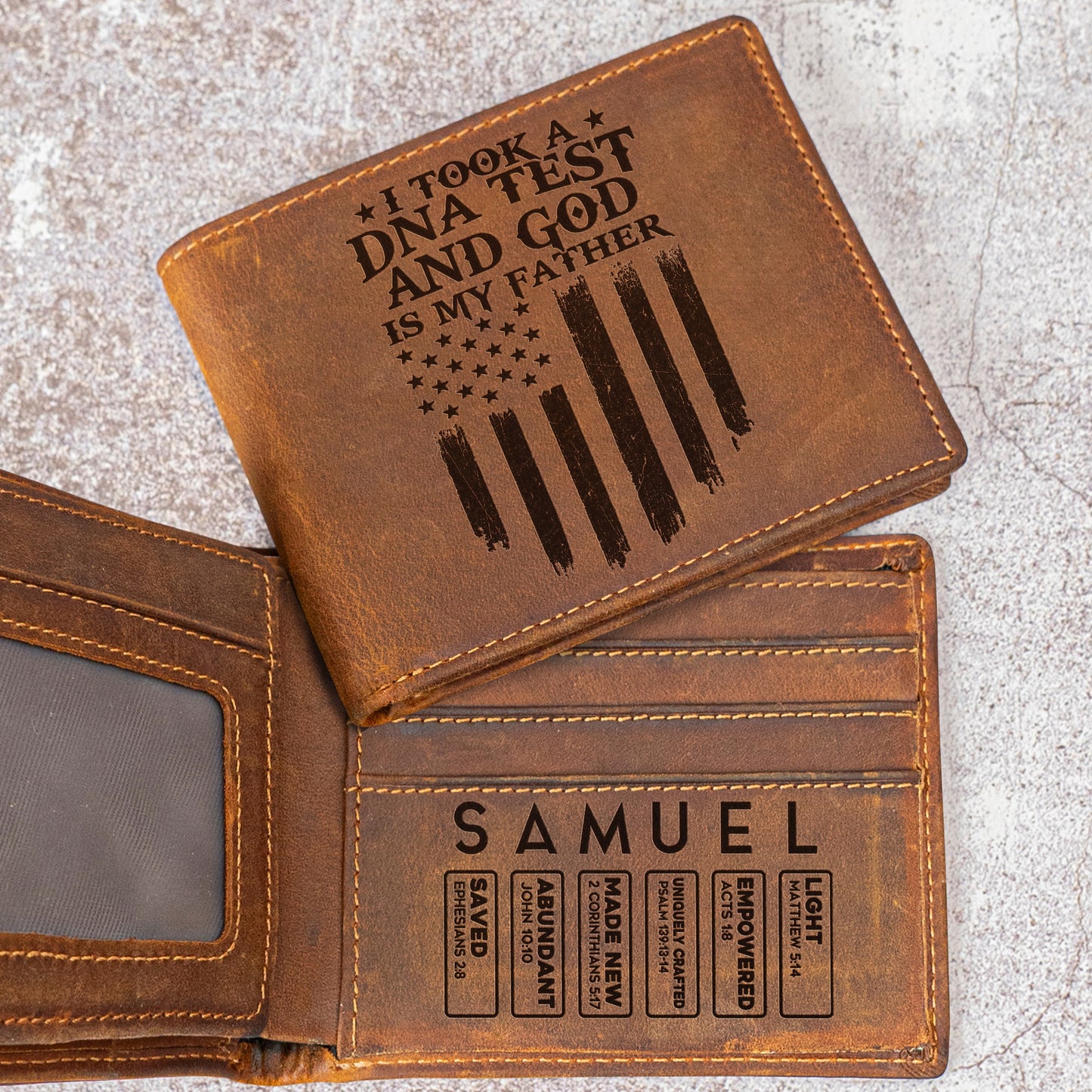 I Took A DNA Test And God Is My Father - Personalized Leather Wallet