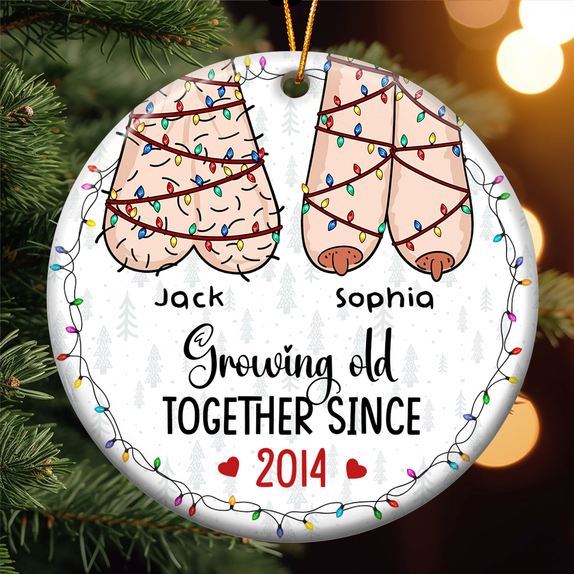 I Want To Grow Old With You Funny Christmas Couples - Personalized Ceramic Ornament