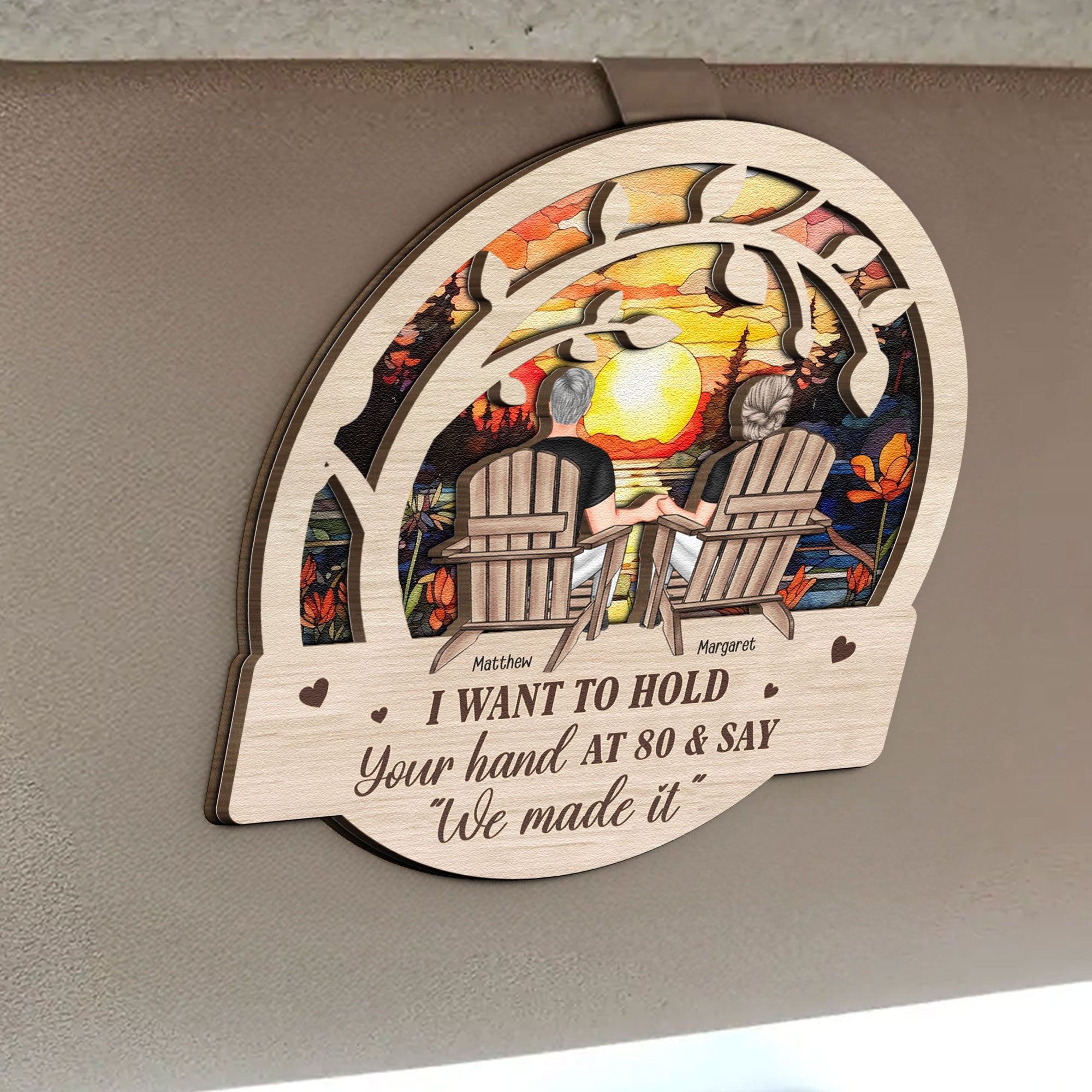 I Want To Hold Your Hand At 80 And Say - Personalized Wooden Car Visor Clip