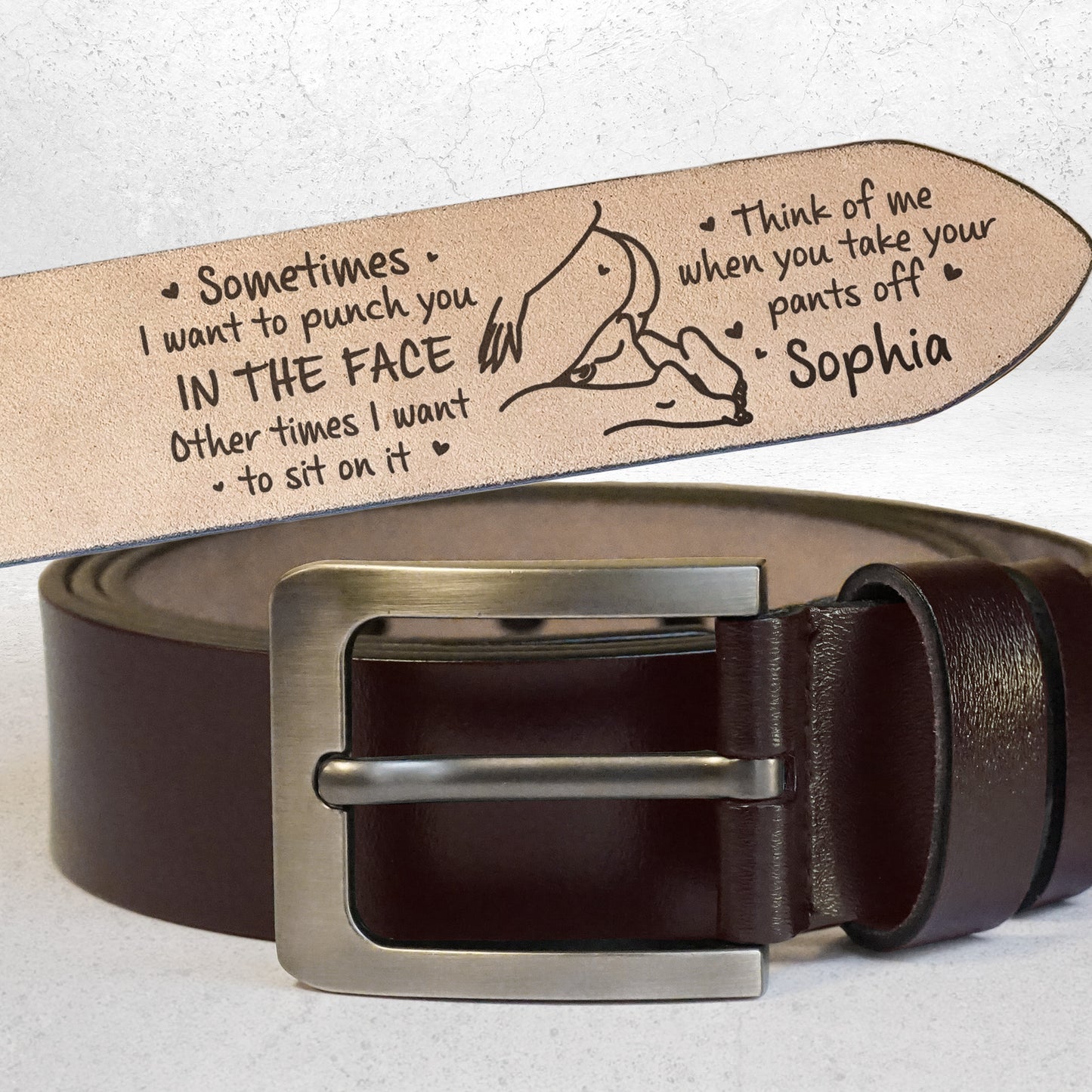 I Want To Sit On Your Face - Naughty Gift For Him, Husband - Personalized Engraved Leather Belt
