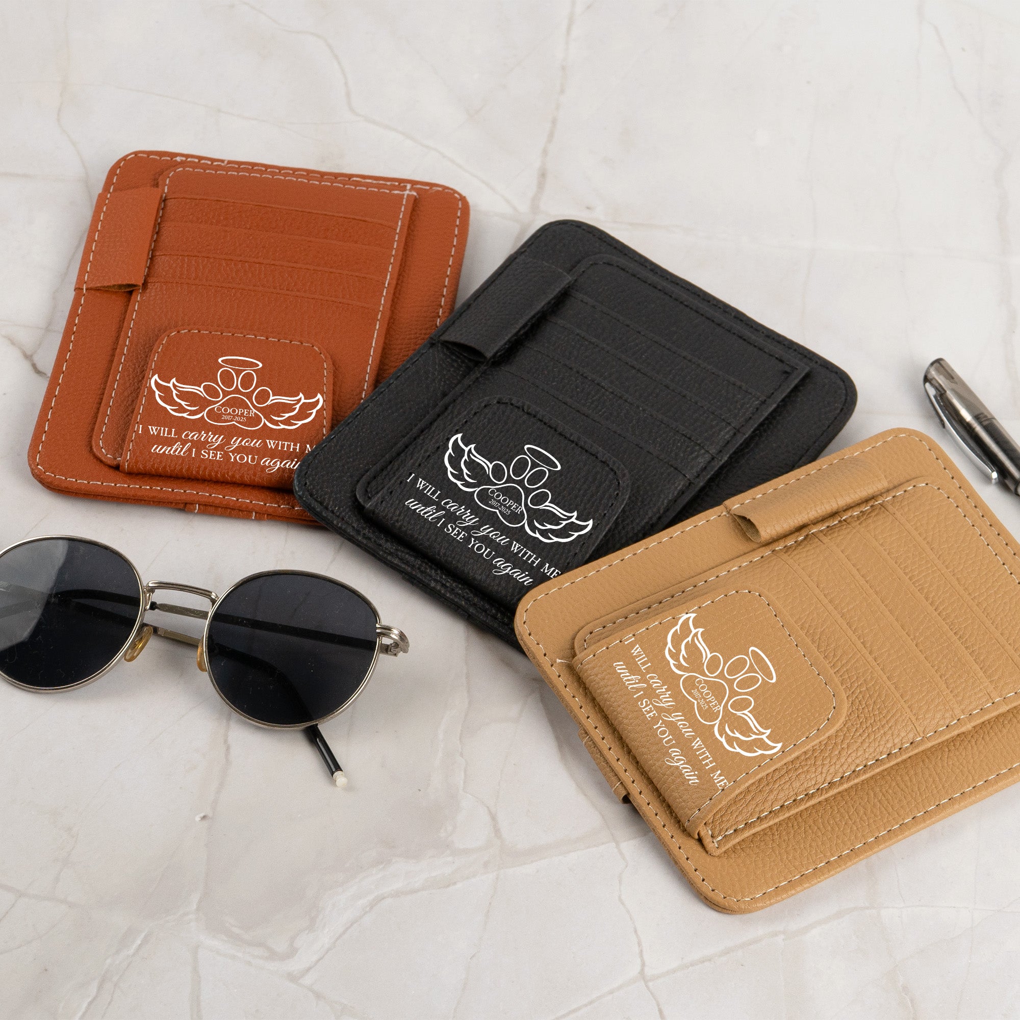 I Will Carry You With Me - Personalized Leather Car Visor Organizer