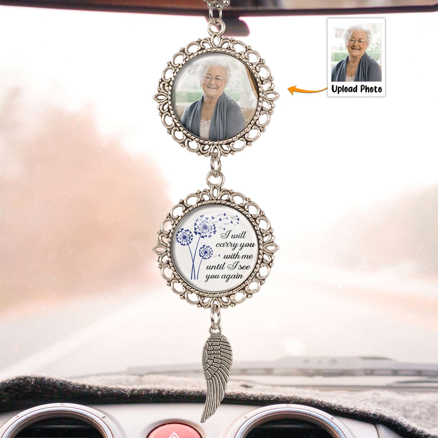 I Will Carry You With Me Until I See You Again - Personalized Car Photo Ornament