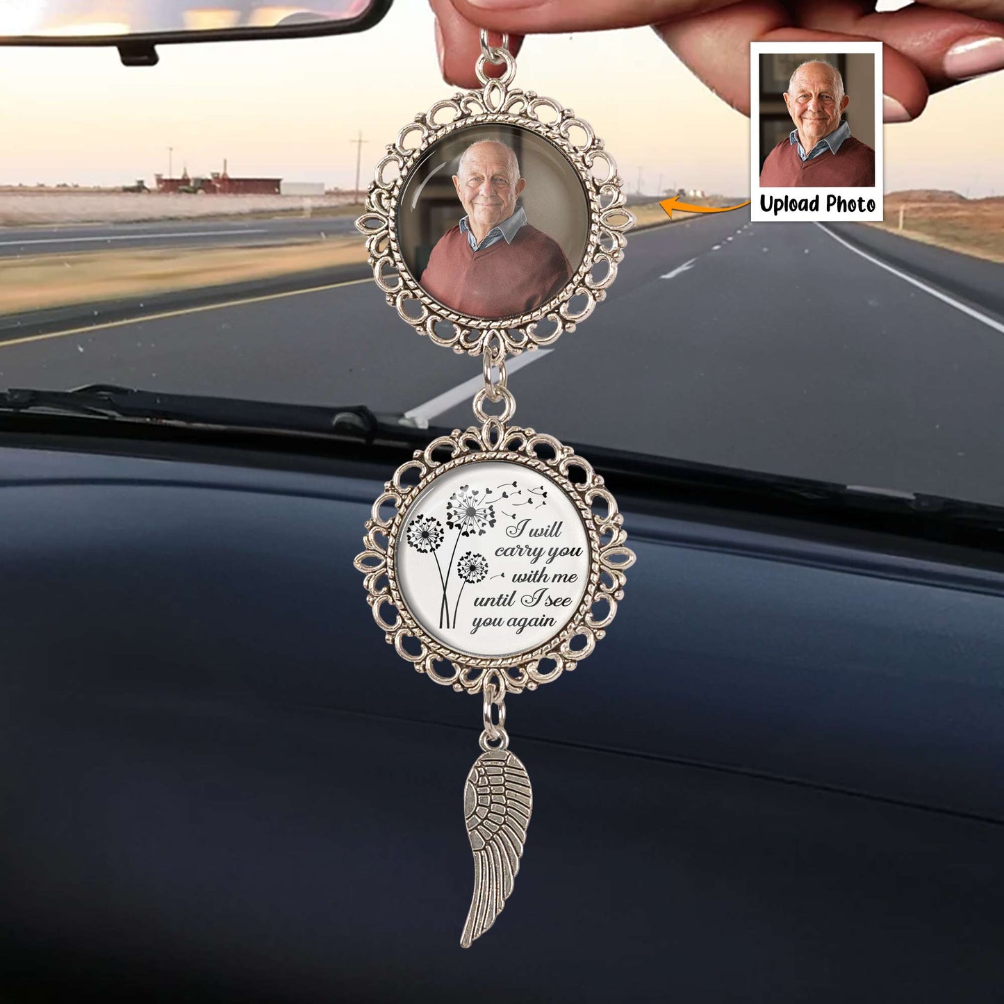 I Will Carry You With Me Until I See You Again - Personalized Car Photo Ornament