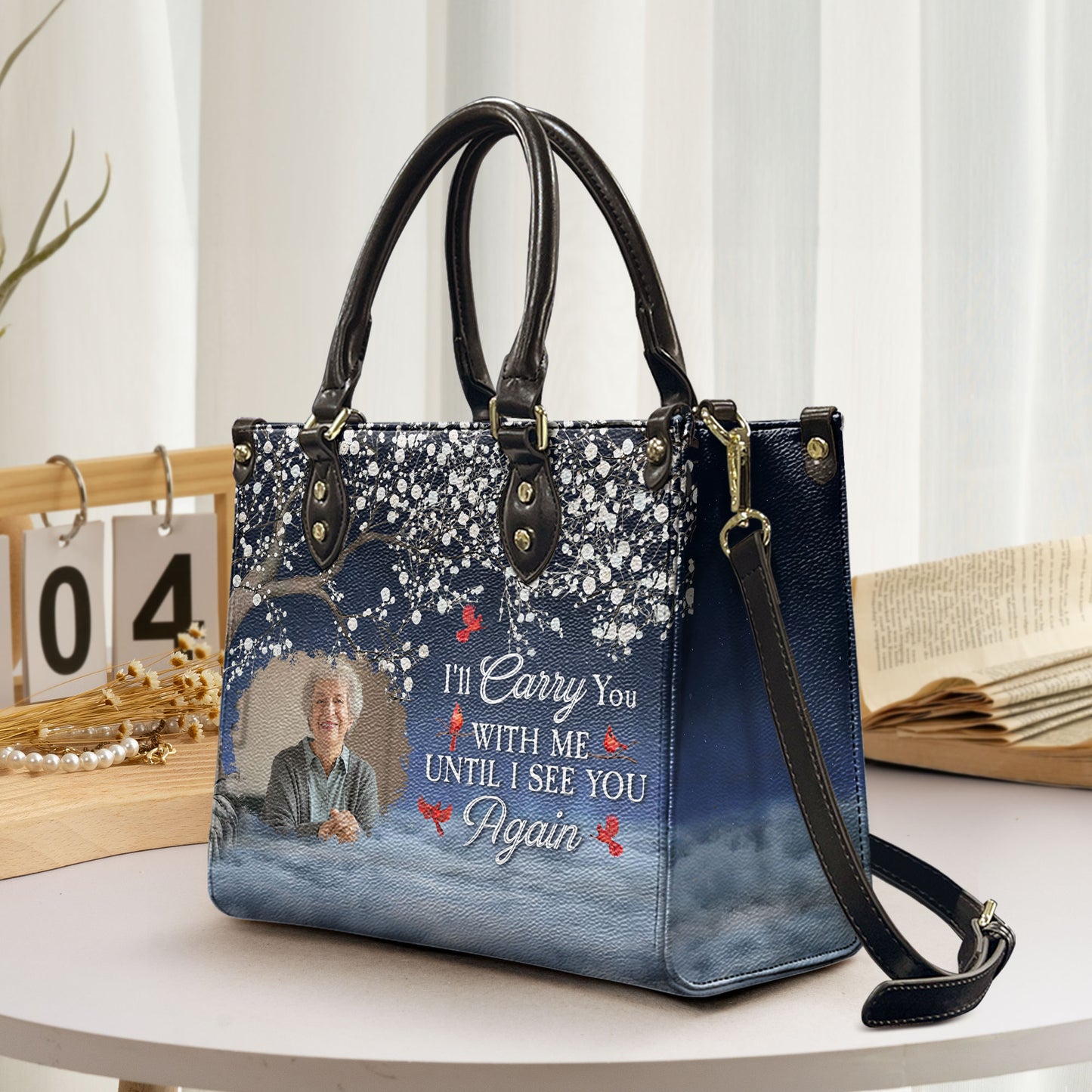 I Will Carry You With Me Until I See You Again - Personalized Leather Photo Bag