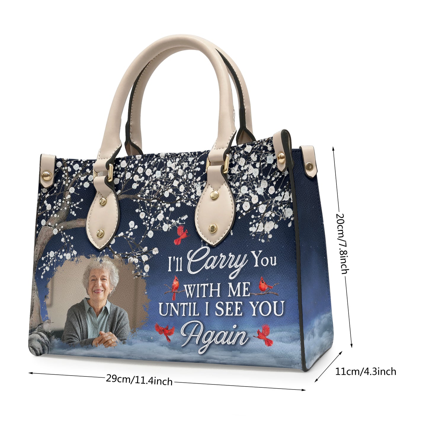 I Will Carry You With Me Until I See You Again - Personalized Leather Photo Bag