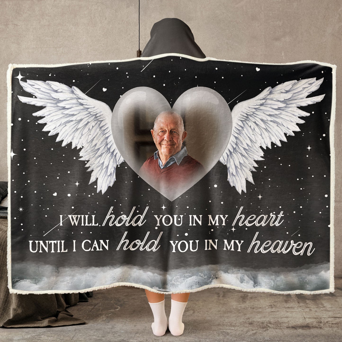 I Will Hold You In My Heart - Personalized Photo Wearable Blanket Hoodie