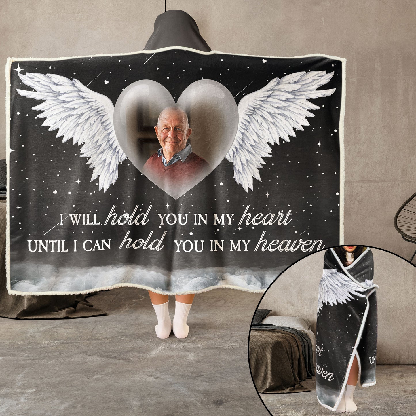 I Will Hold You In My Heart - Personalized Photo Wearable Blanket Hoodie