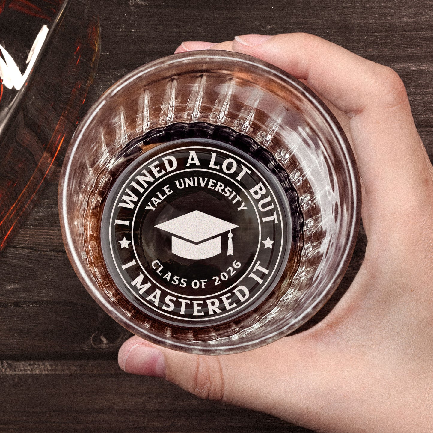 I Wined A Lot But I Mastered It - Personalized Engraved Whiskey Glass