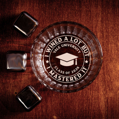 I Wined A Lot But I Mastered It - Personalized Engraved Whiskey Glass