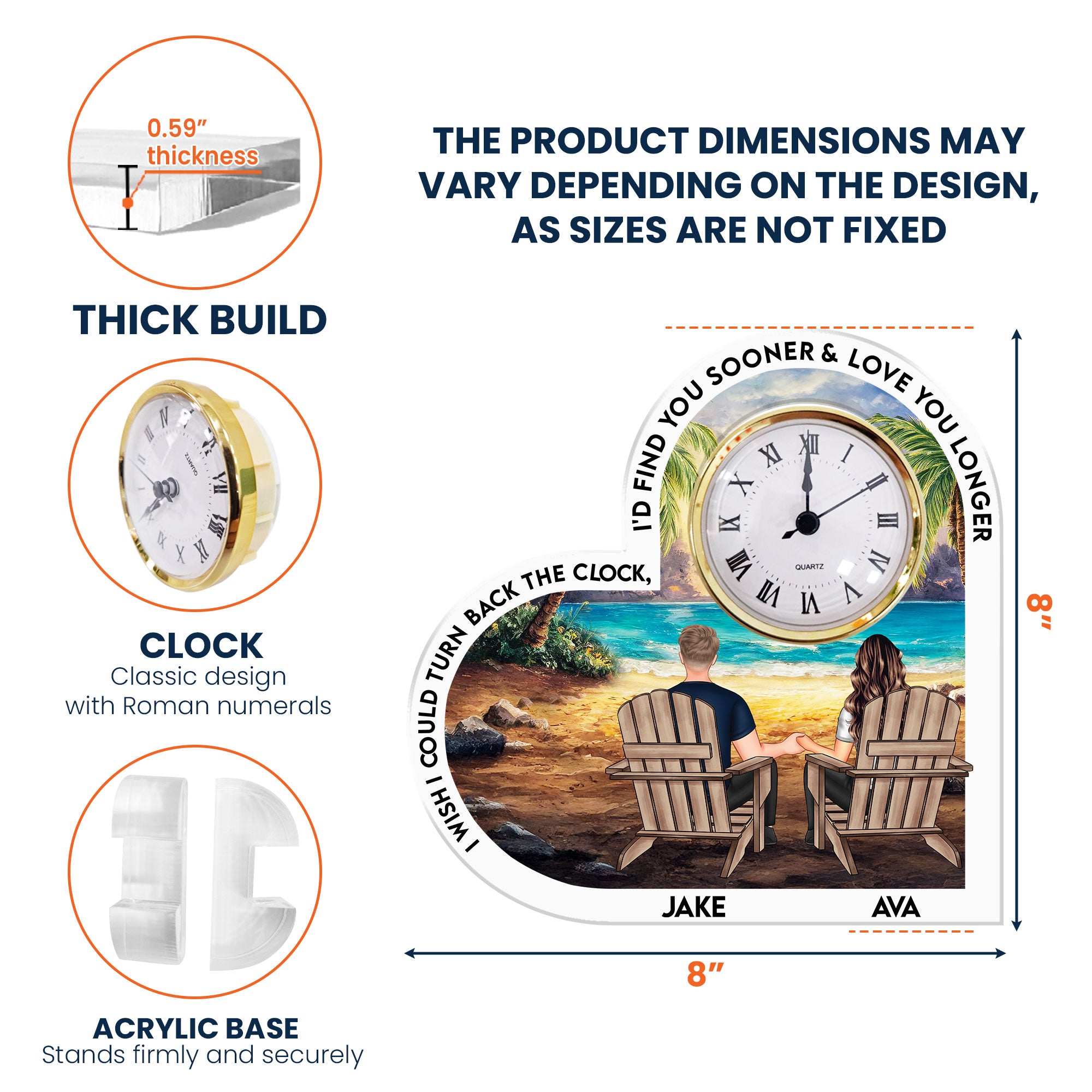 I Wish I Could Turn Back The Clock Couple Anniversary Gift - Personalized Acrylic Desk Clock