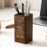 I Wish I Could Turn Back The Clock - Wedding Gifts, Anniversary Gift For Her, Couple - Personalized Pen Holder With Clock