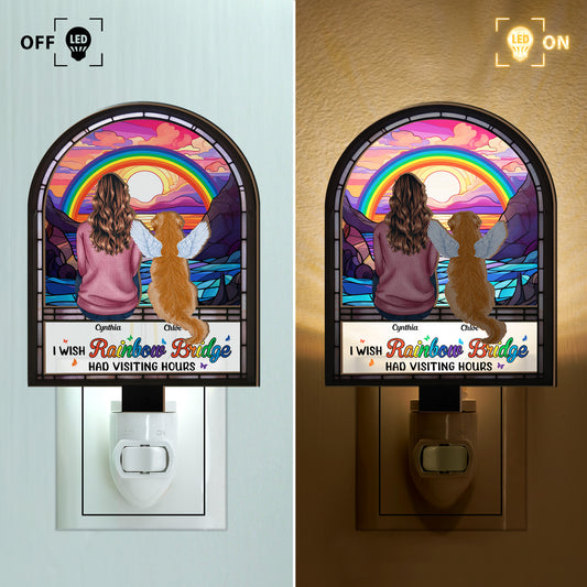 I Wish Rainbow Bridge Has Visiting Hour - Personalized Wood And Acrylic Light