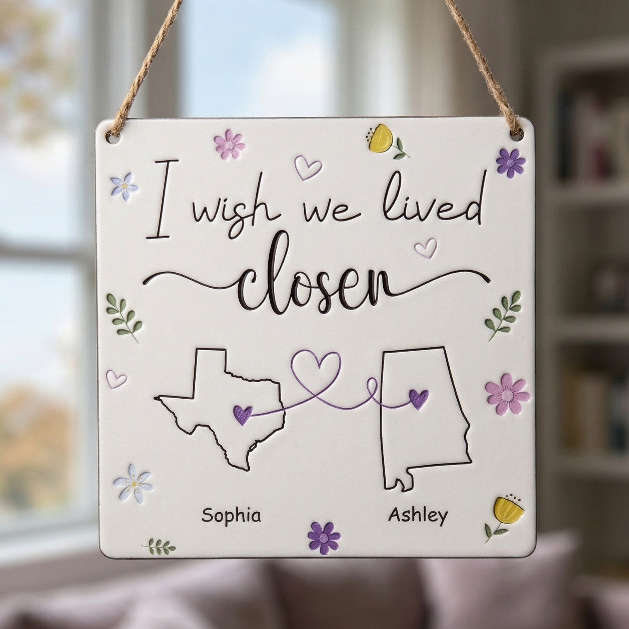 I Wish We Lived Closer Gift For Friends, Soul Sisters - Personalized Wood Sign