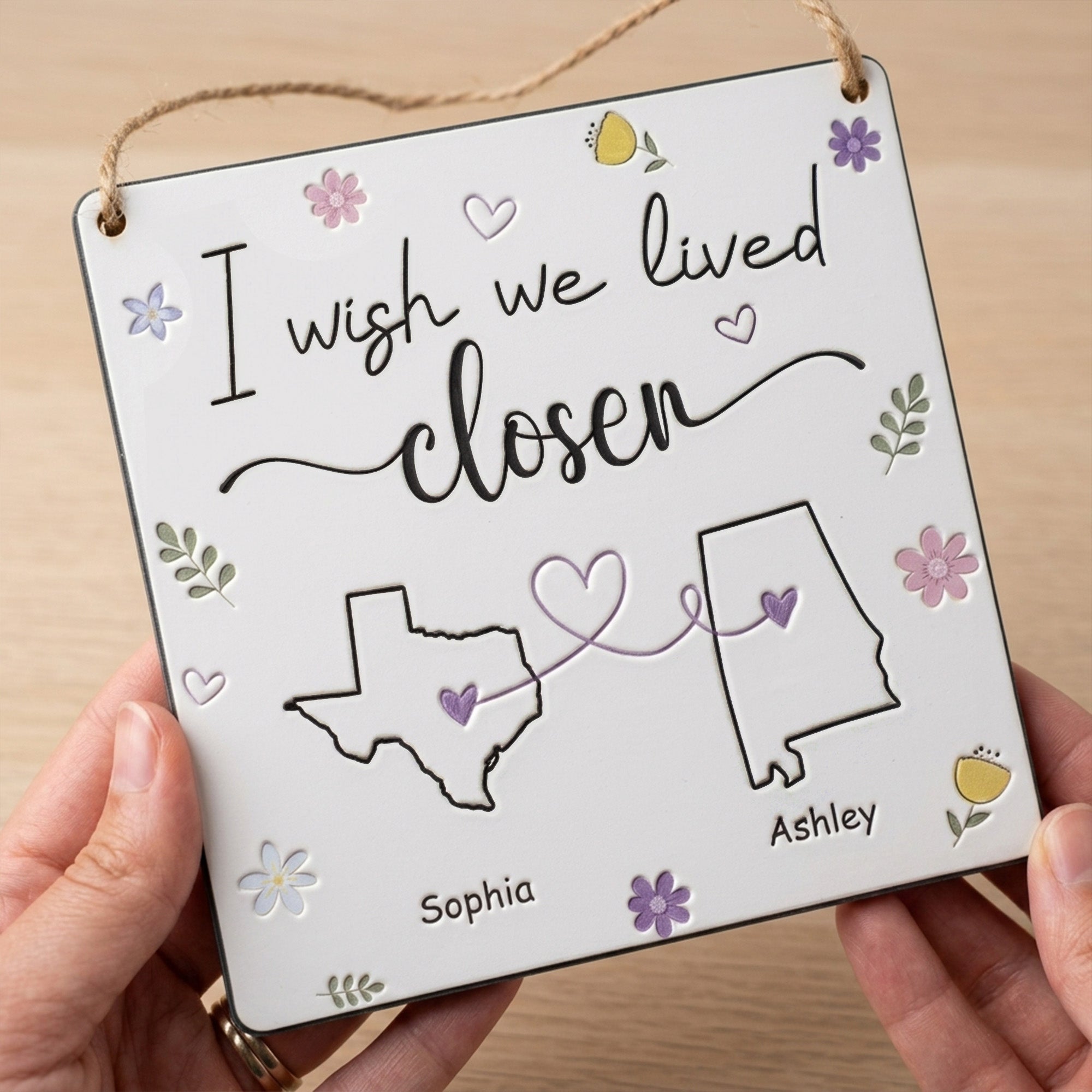 I Wish We Lived Closer Gift For Friends, Soul Sisters - Personalized Wood Sign