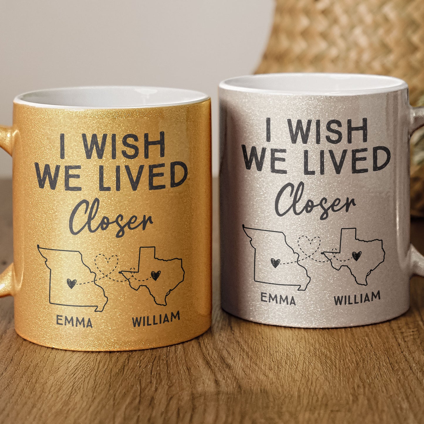 I Wish We Lived Closer - Personalized Glitter Coffee Mug