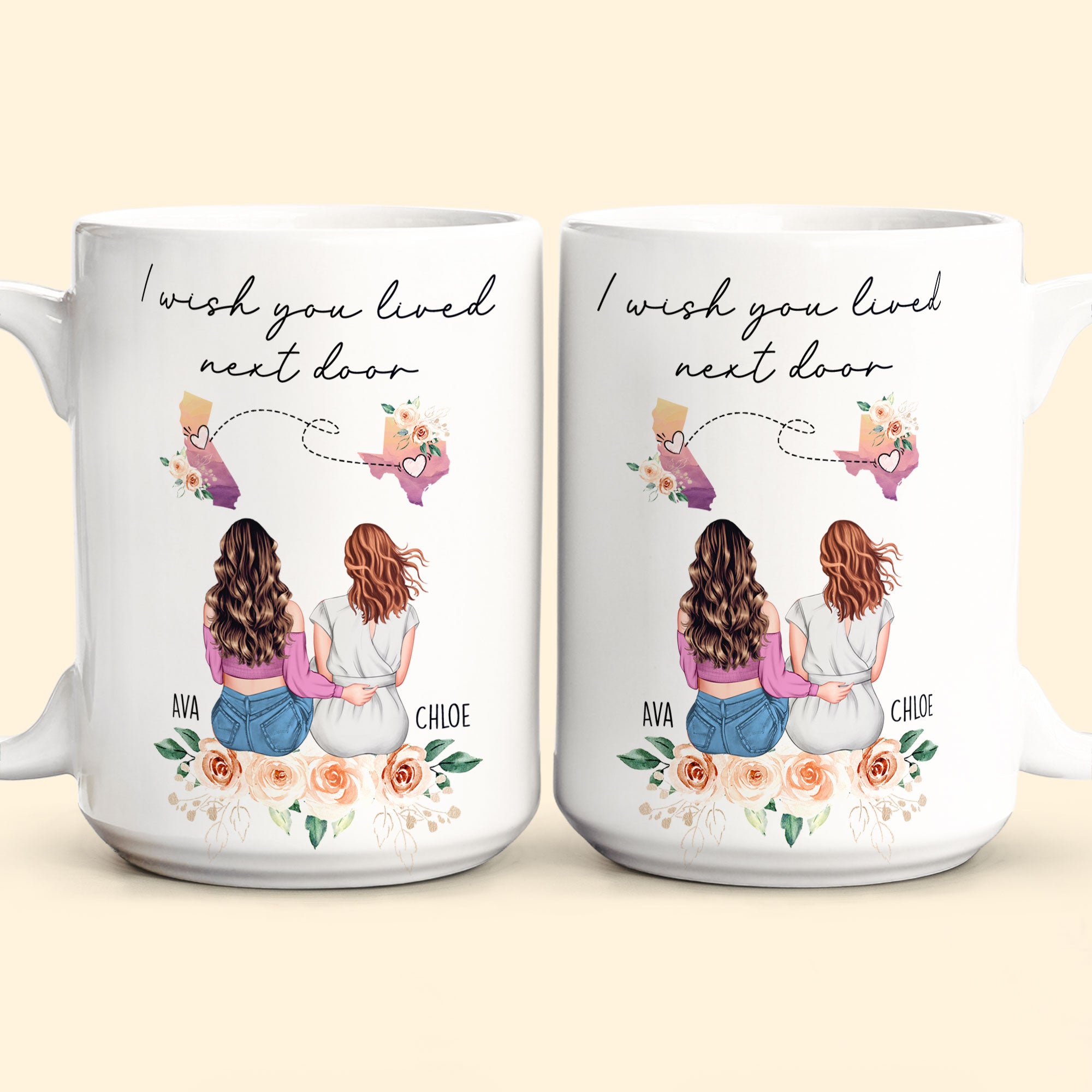 I Wish You Lived Next Door Friendship, Motherhood Gift - Personalized Mug
