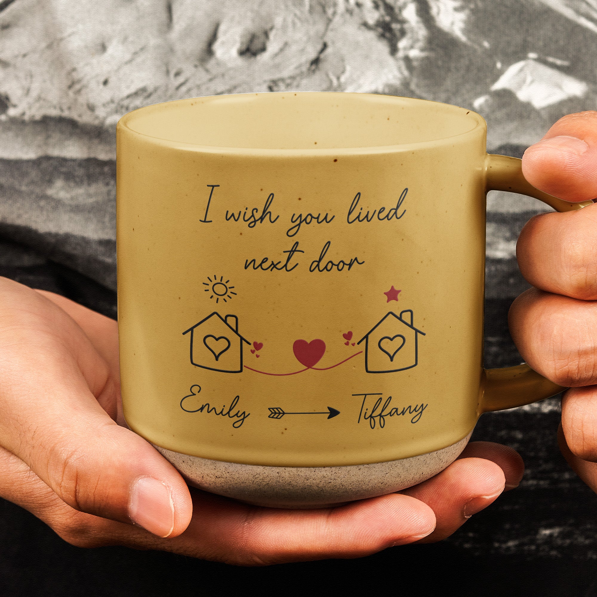 I Wish You Lived Next Door Friendship Gift - Personalized Pottery Mug - Christmas Gift For Friend