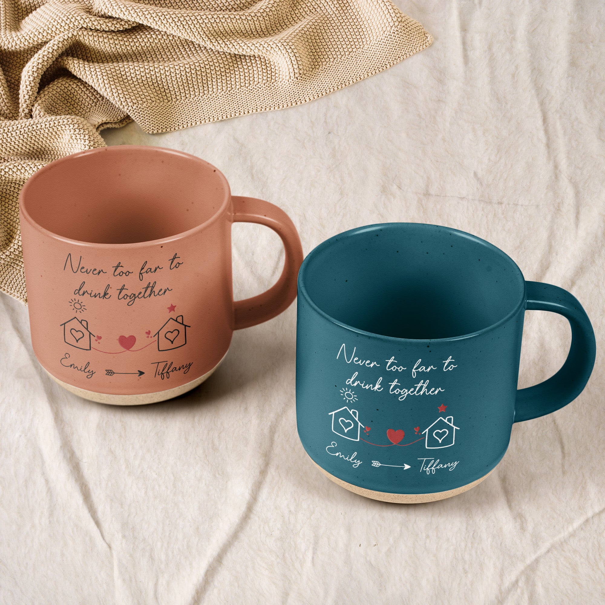 I Wish You Lived Next Door Friendship Gift - Personalized Pottery Mug - Christmas Gift For Friend