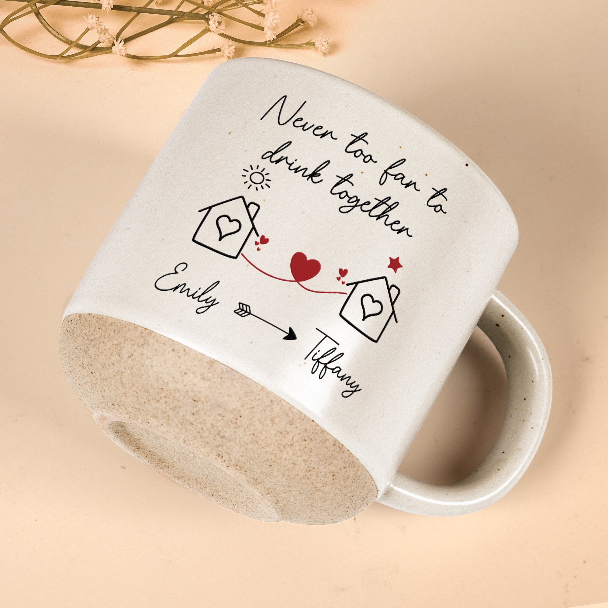 I Wish You Lived Next Door Friendship Gift - Personalized Pottery Mug - Christmas Gift For Friend