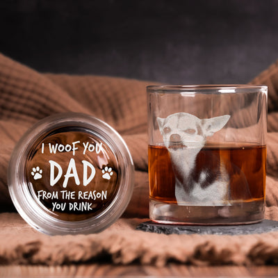 I Woof You Dad - Personalized Whiskey Glass With Photo