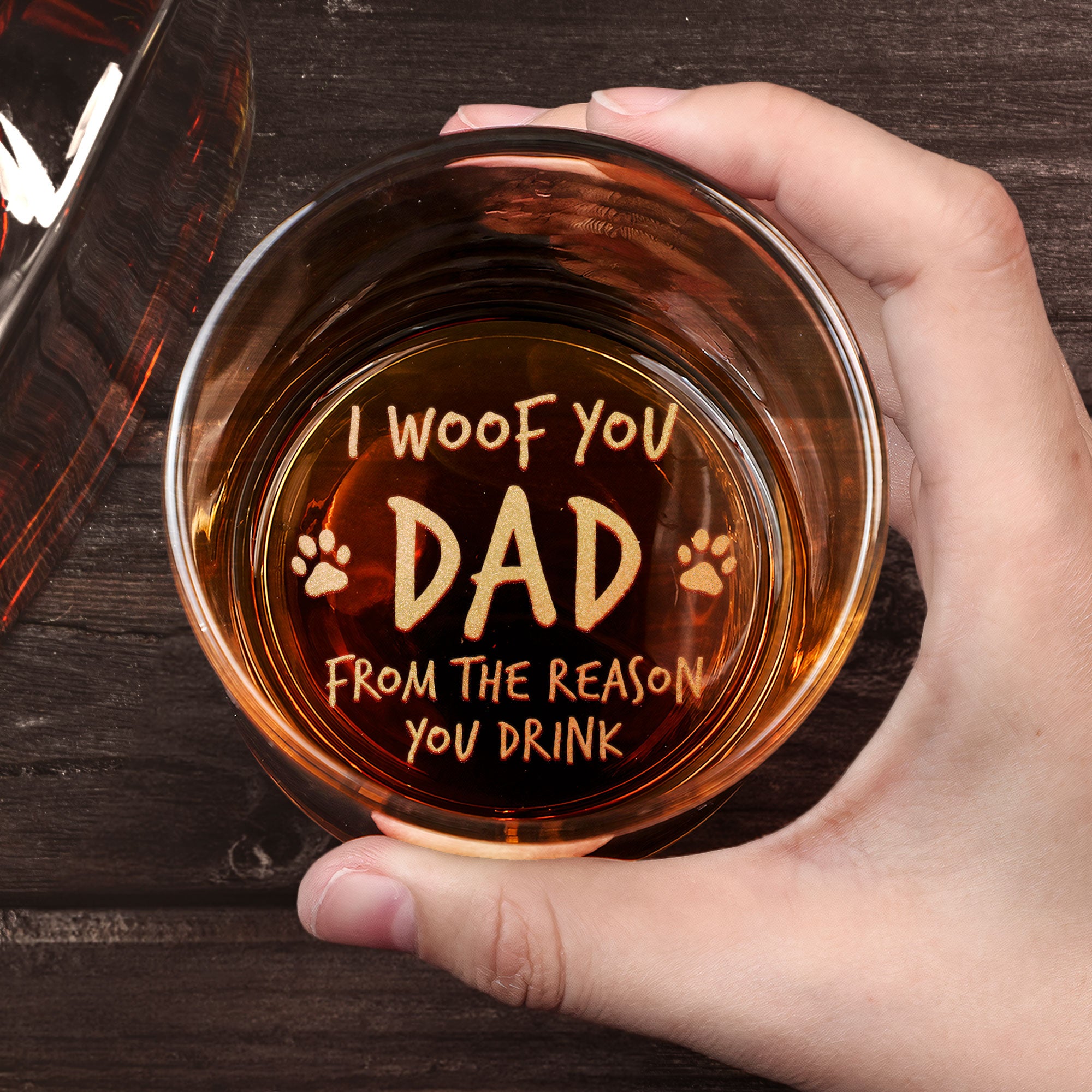 I Woof You Dad - Personalized Whiskey Glass With Photo