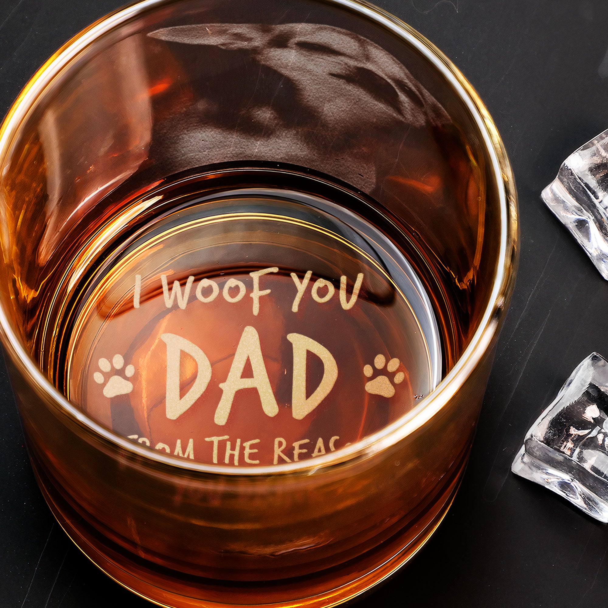I Woof You Dad - Personalized Whiskey Glass With Photo