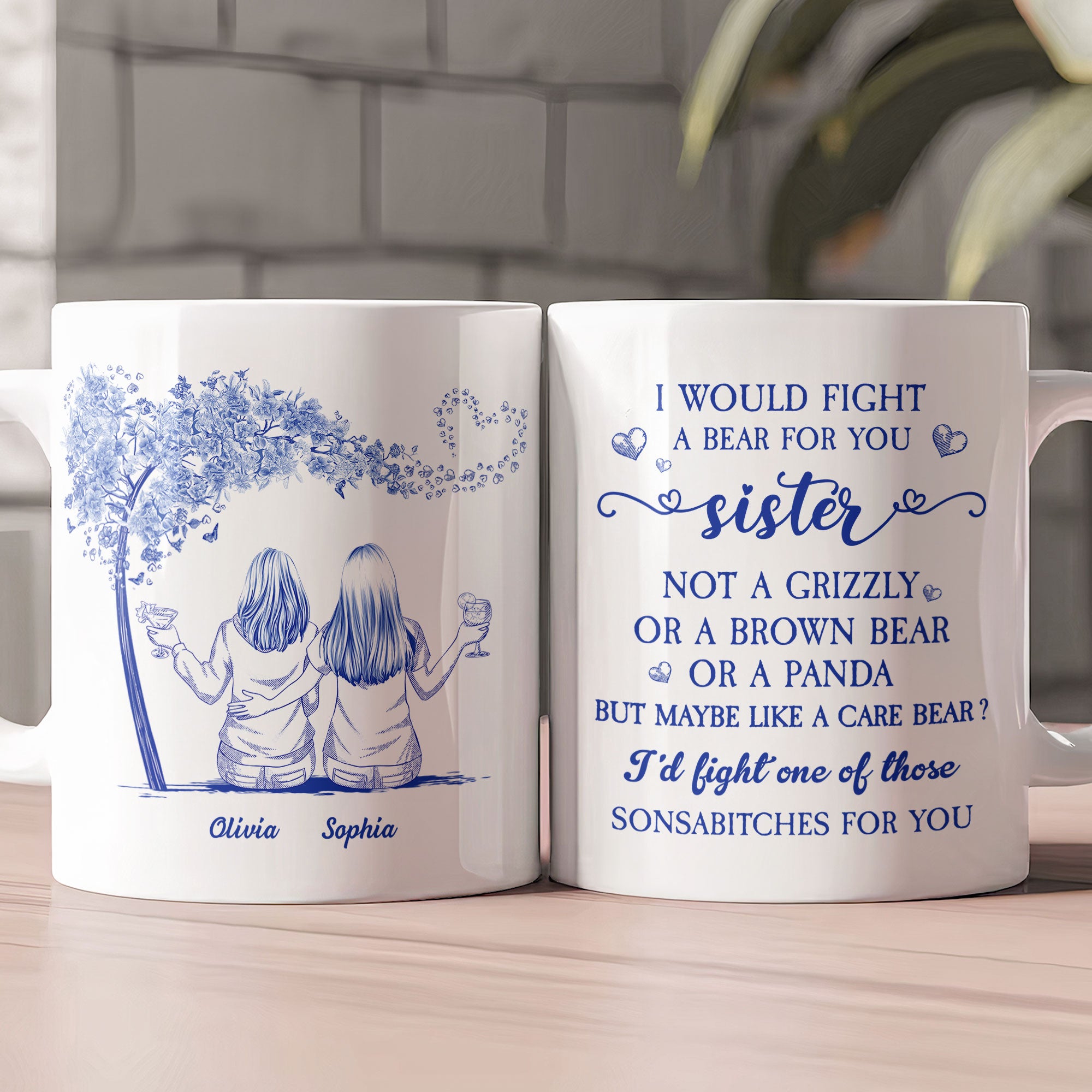 I Would Fight A Bear For You Toile De Jouy - Personalized Mug