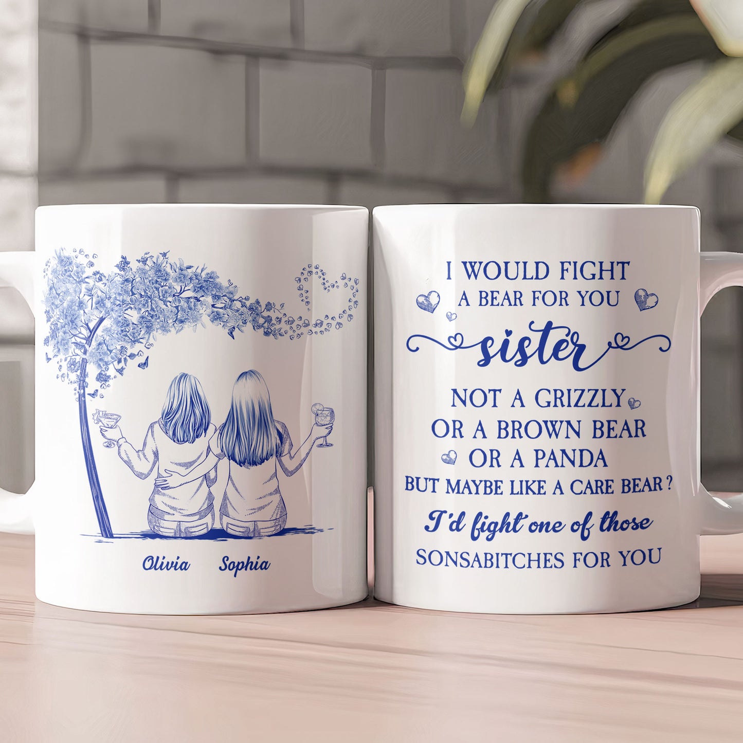 I Would Fight A Bear For You Toile De Jouy - Personalized Mug