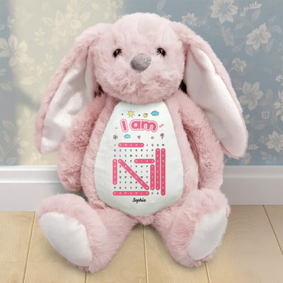 I Am Affirmation Kid Word Search Puzzle - Personalized Bunny Plush