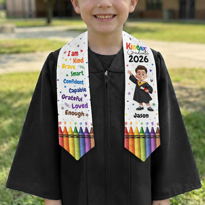 I Am Kind Affirmation Kinder Prek Graduation - Personalized Graduation Stole