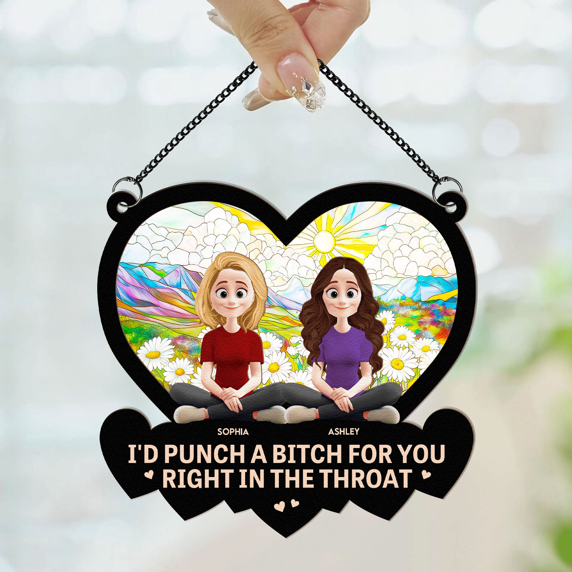 I'd Punch A Bitch For You - Personalized Window Hanging Suncatcher Ornament