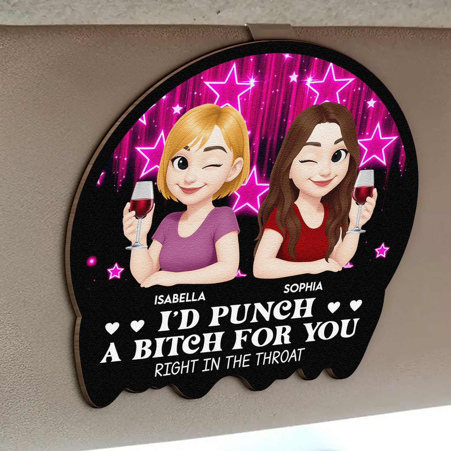 I'd Punch A Bitch For You - Personalized Wooden Car Visor Clip