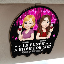 I'd Punch A Bitch For You - Personalized Wooden Car Visor Clip