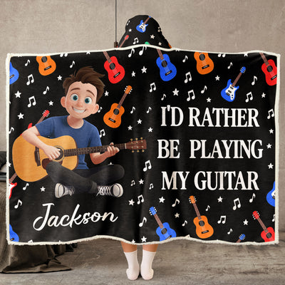 I'd Rather Be Playing My Guitar - Personalized Blanket