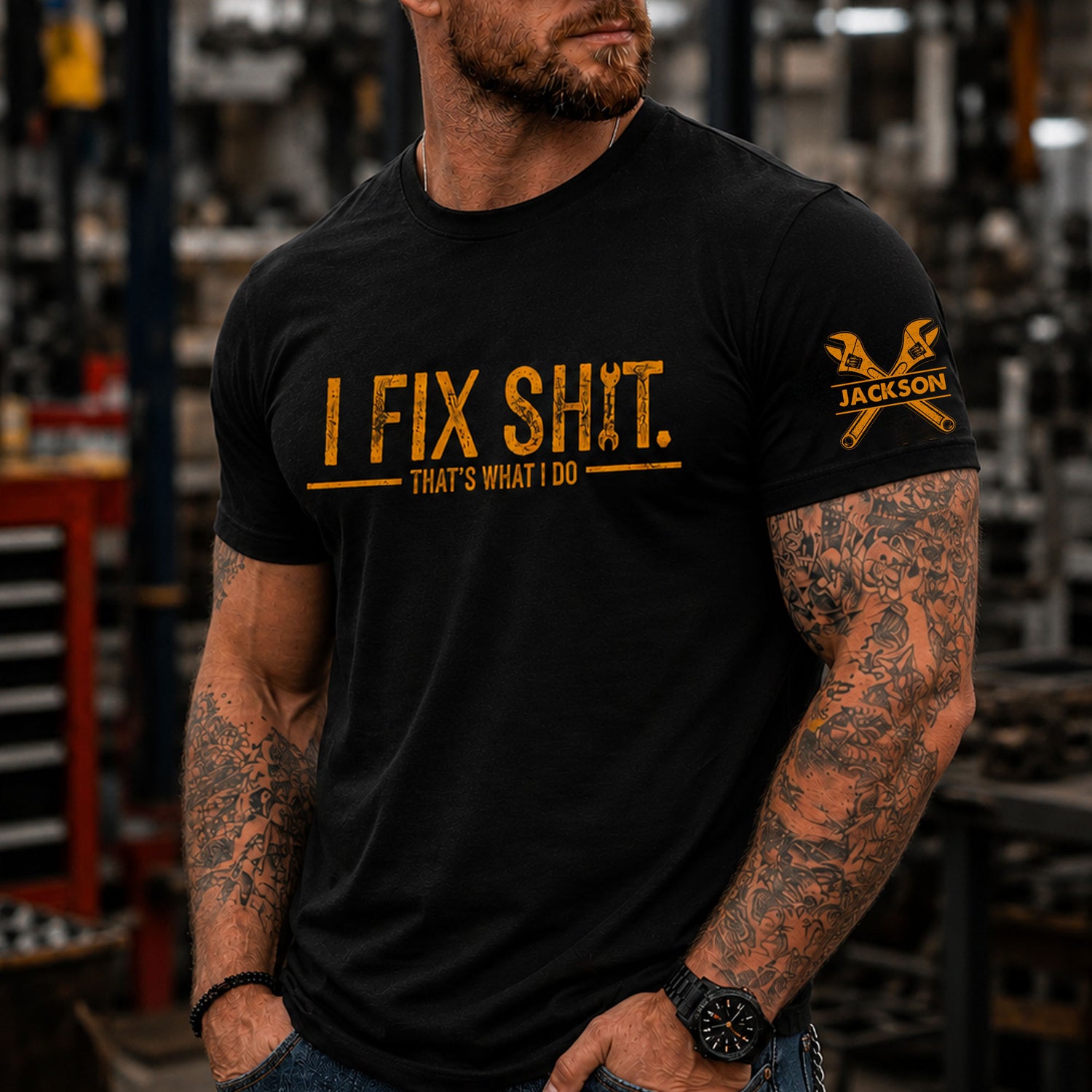 I-Fix-Sh!T-That's-What-I-Do-Funny-Gifts-For-Men,-Husband,-Dad,-Grandpa,-Mechanic-Handyman-Personalized-Shirt-1