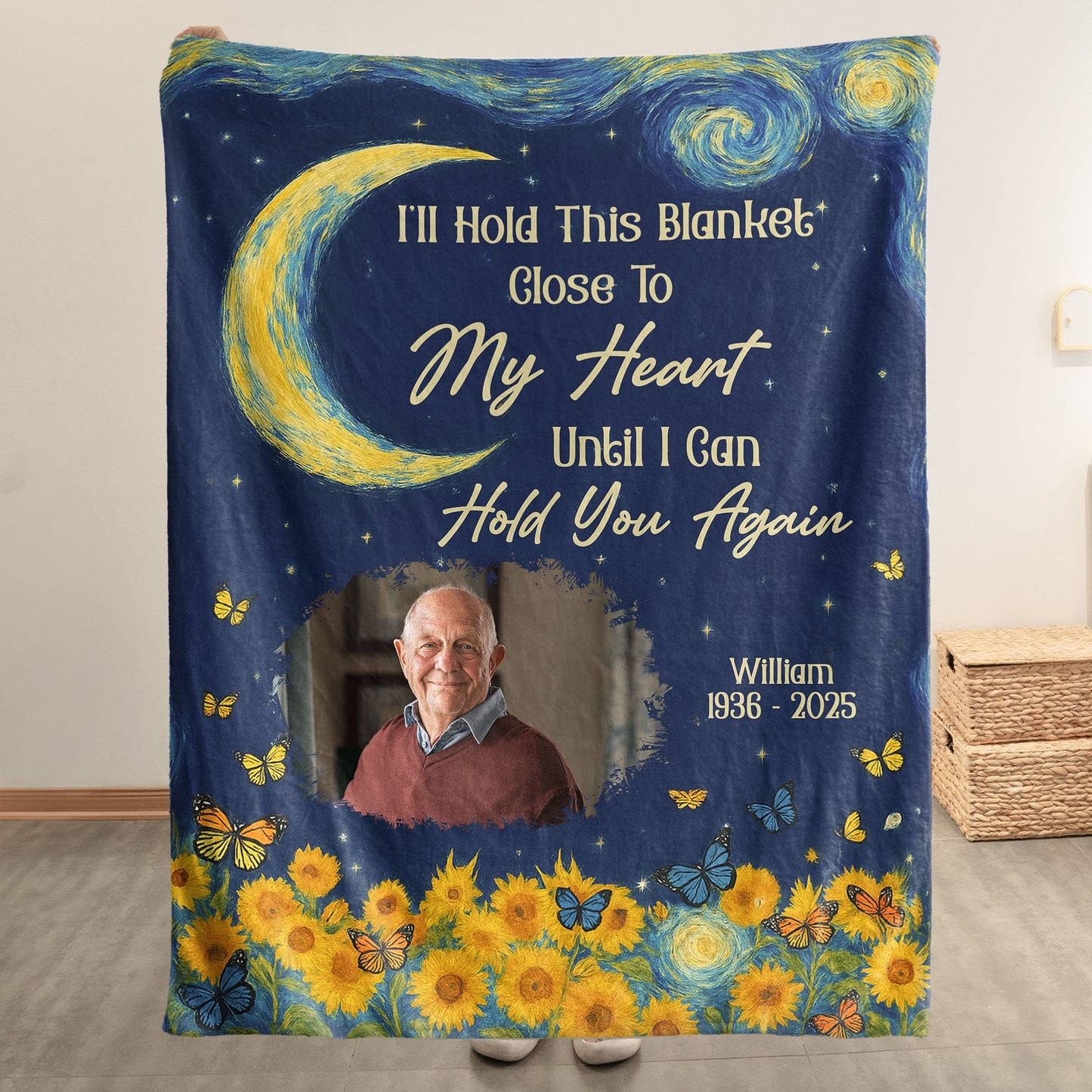 I’ll Hold This Blanket Close To My Heart Until I Can Hold You Again - Personalized Photo Blanket